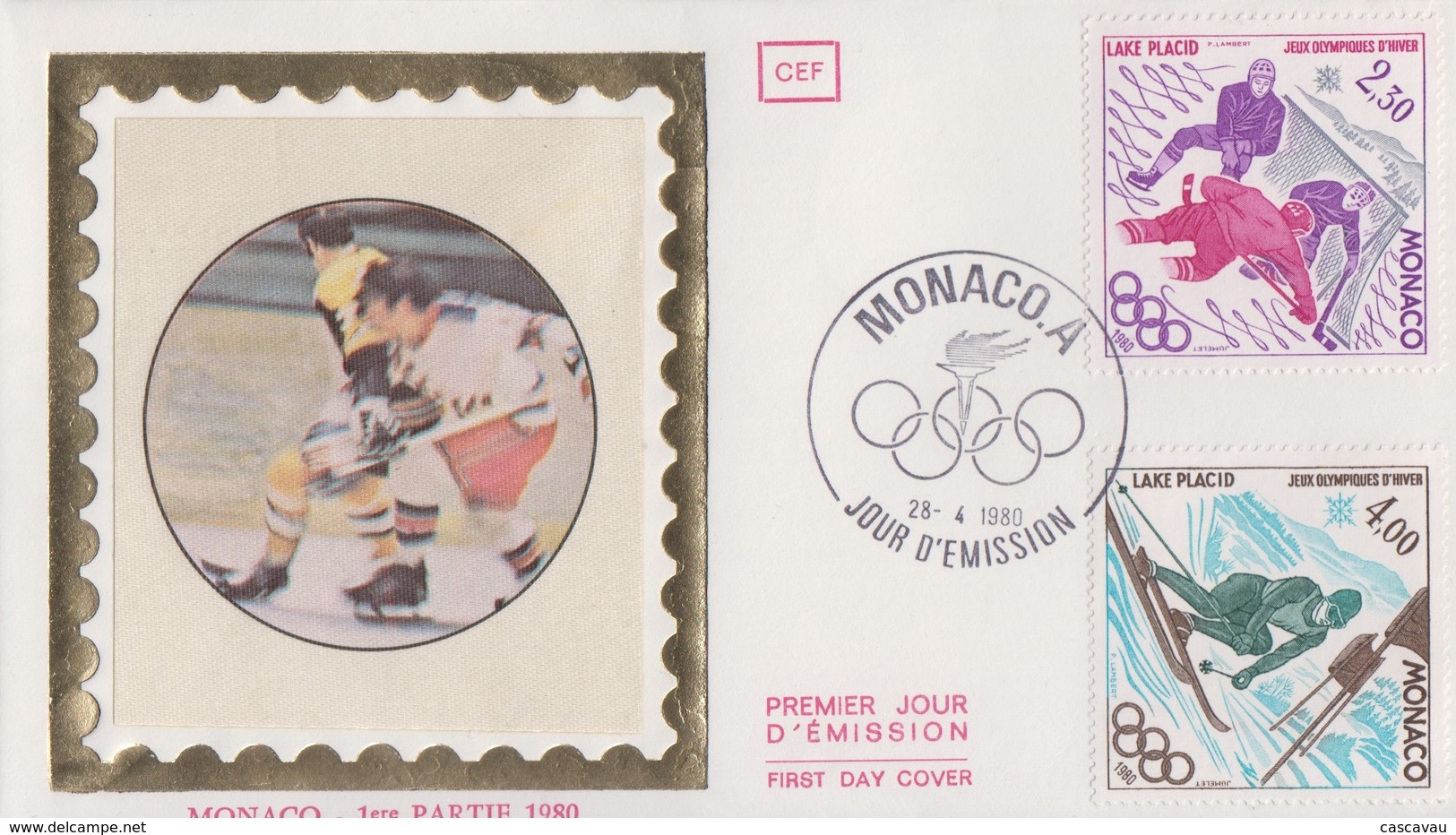 Enveloppe  FDC  1er  Jour   MONACO    Paire   Jeux  Olympiques   LAKE  PLACID   1980 - Winter 1980: Lake Placid