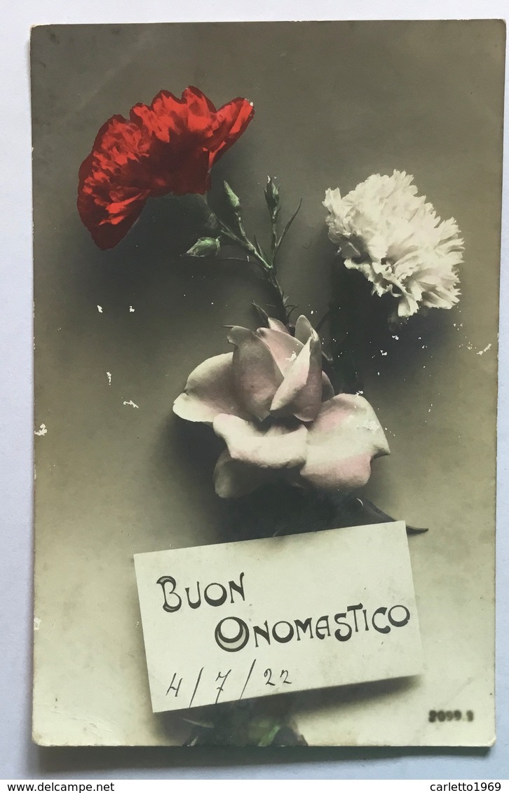 BUON ONOMASTICO C/ GAROFANI -VIAGGIATA FP 1912 - Other & Unclassified