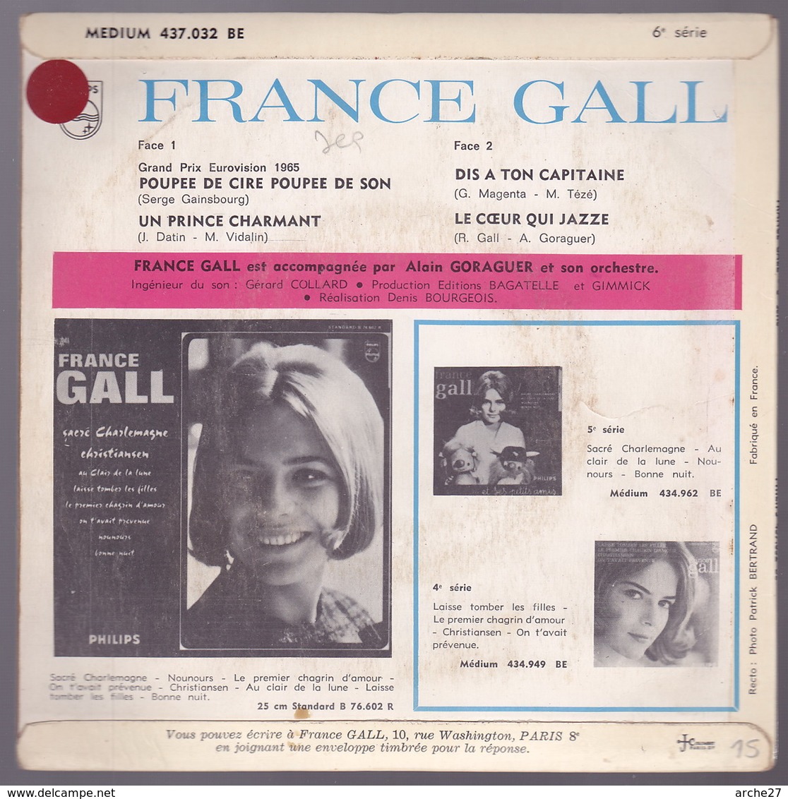 FRANCE GALL - EP - 45T - Disque Vinyle - Poupée De Cire - Gainsbourg - 437032 - Autres - Musique Française