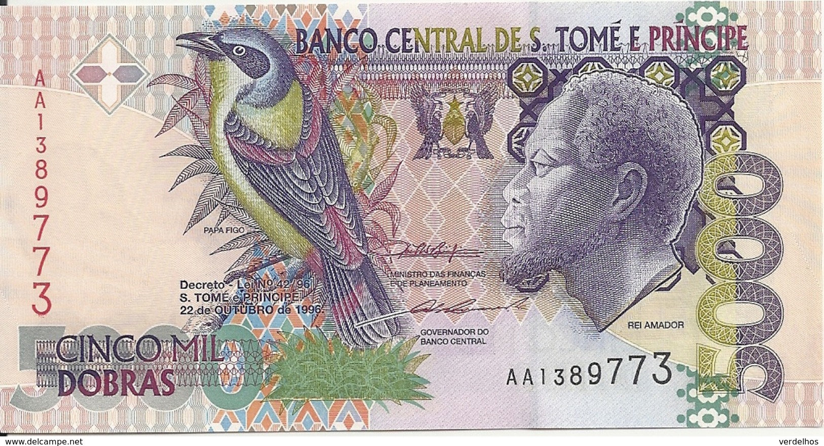 SAO TOME ET PRINCIPE 5000 DOBRAS 1996 UNC P 65 A - Sao Tomé Et Principe