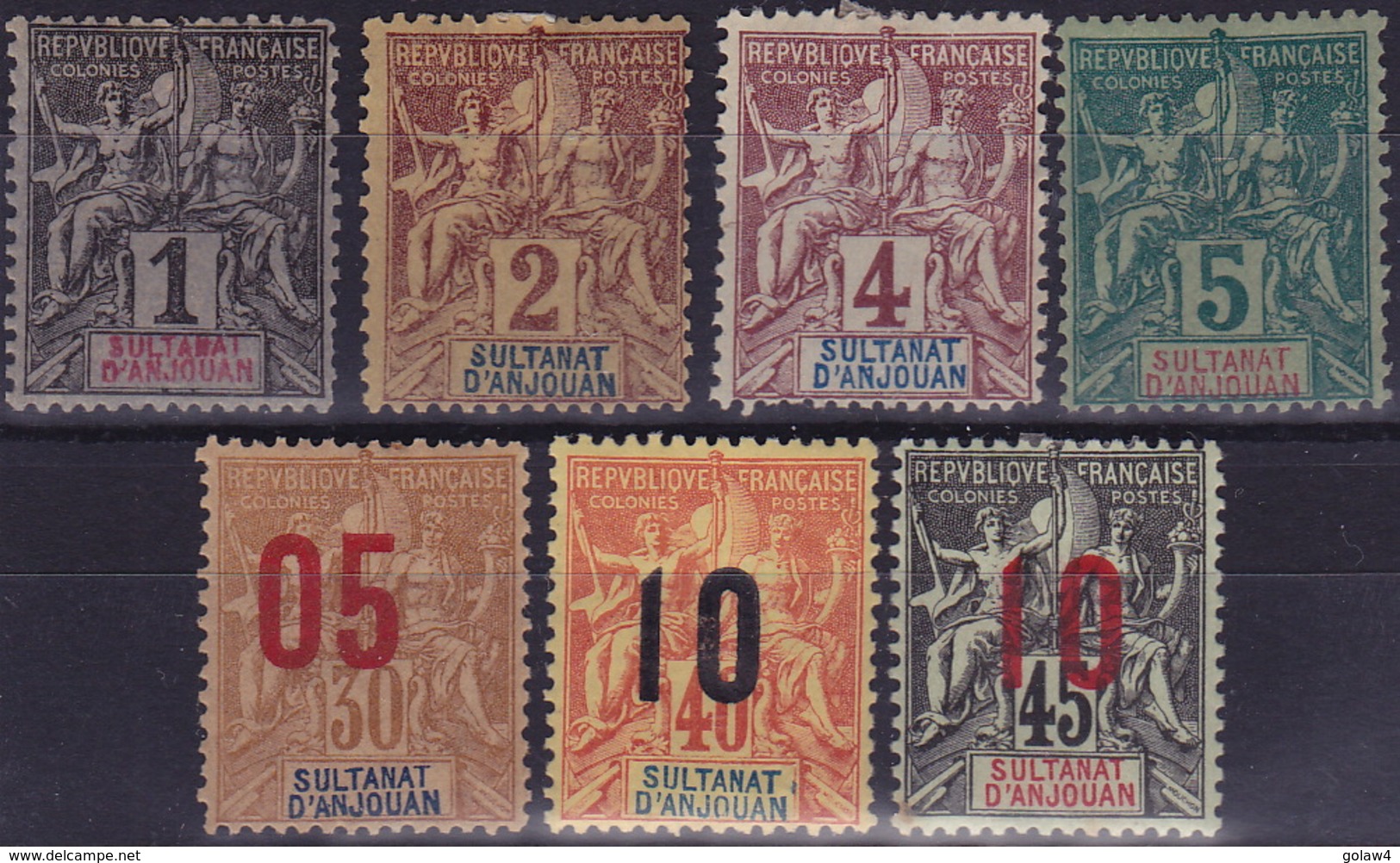 20868# SULTANAT ANJOUAN Type Groupe * N° 4 & 5 NSG PROTECTAT FRANCAIS - Unused Stamps