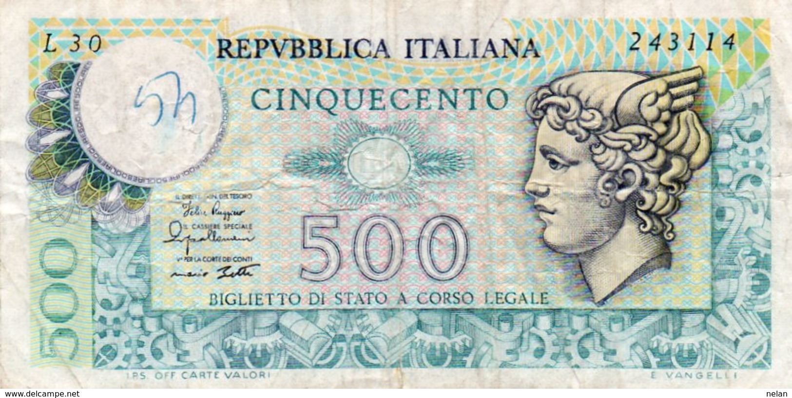 ITALIA 500 LIRE 1979 P-94a.2  Circ. - 500 Liras