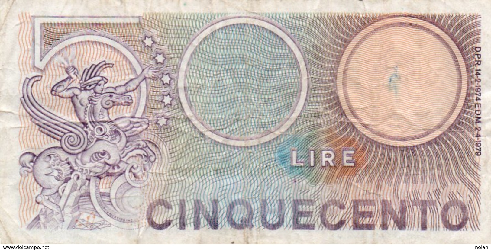 ITALIA 500 LIRE 1979 P-94a.2  Circ. - 500 Liras