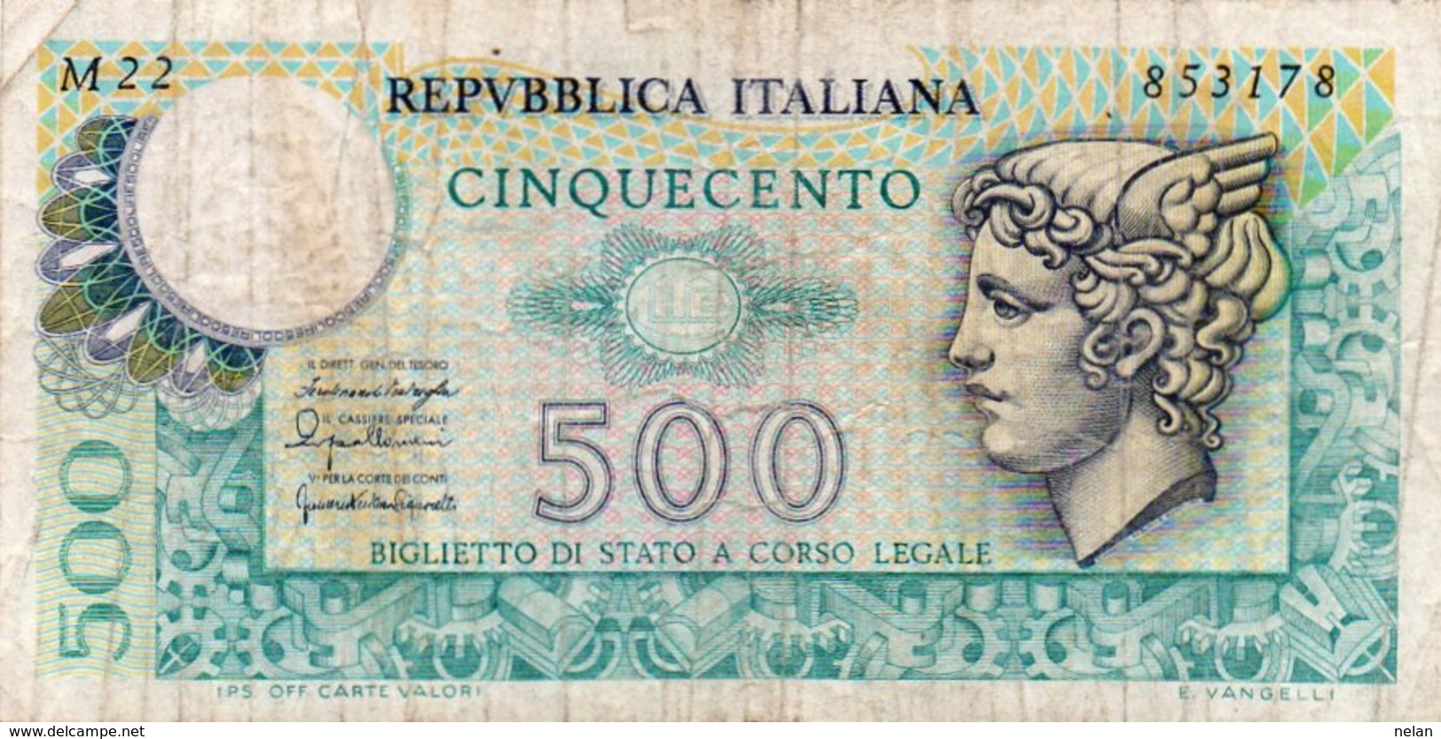ITALIA 500 LIRE 1976  P-95  Circ. - 500 Lire