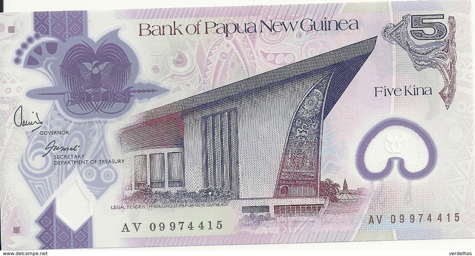 PAPOUASIE NEW GUINEA 5 KINA 2009 UNC P 29 - Papouasie-Nouvelle-Guinée