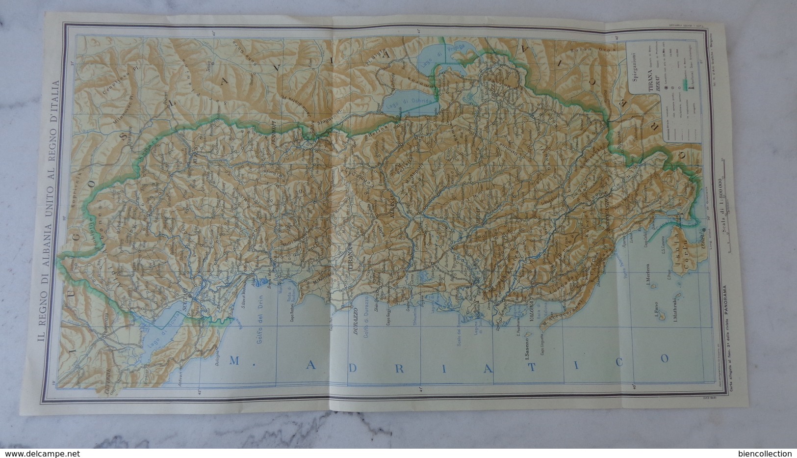 Carte De L'Albanie 1939 45cm X 25cm  ; Il Regno Di Albania Unito Al Regno D'Italia - Landkarten
