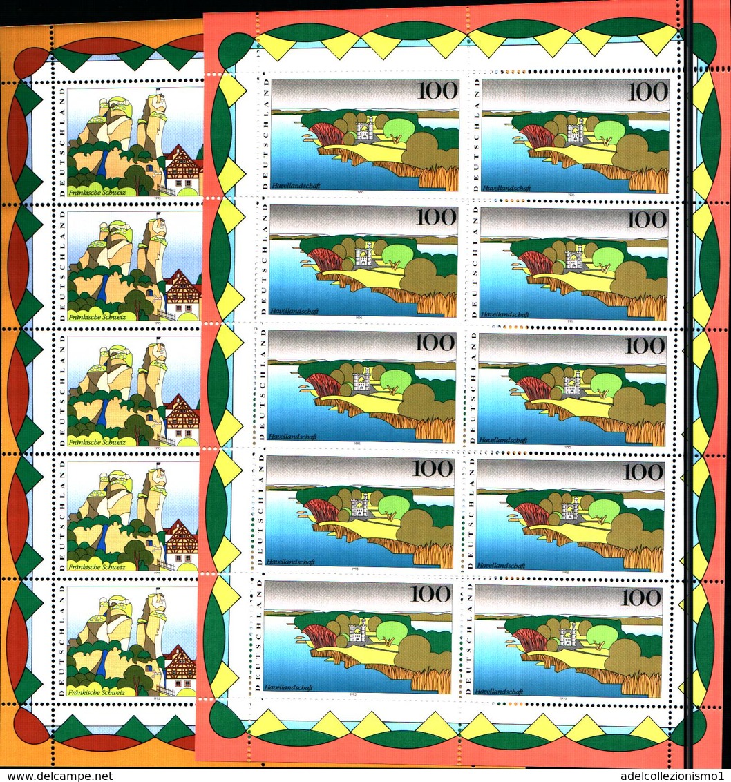 122g) GERMANIA BRD 1995-MINIFOGLI- Landscapes Views Mountains Rocks Towns Buildings Tourism-MNH**-4v.- - Nuovi