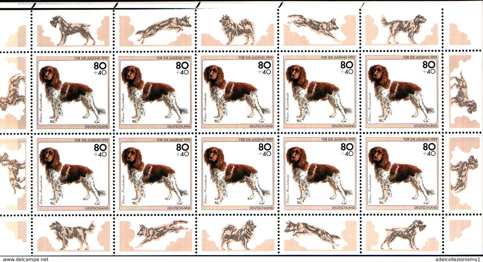 127g) GERMANIA BRD 1995-SERIE CANI-IN MINIFOGLI-MNH**-5v.- - Nuovi