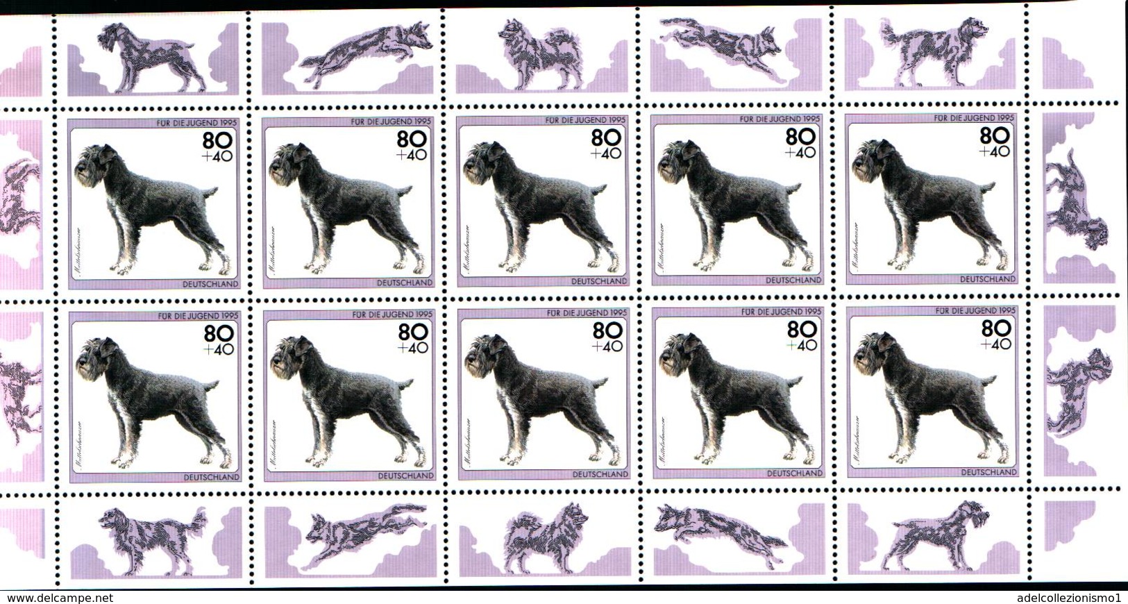 127g) GERMANIA BRD 1995-SERIE CANI-IN MINIFOGLI-MNH**-5v.- - Nuovi