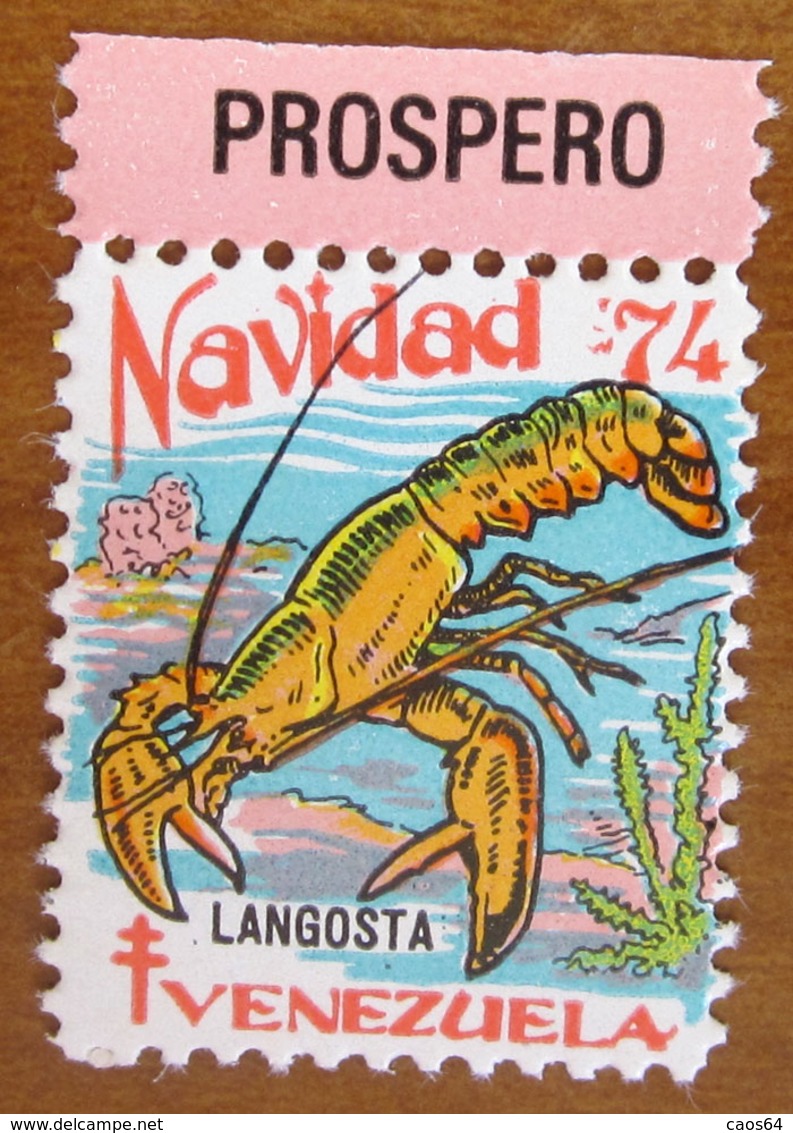 1974 VENEZUELA Navidad Natale Fish Langosta Campagna ANTI TBC Cindarella Vignetta Erinnofilo - Nuovo - Venezuela