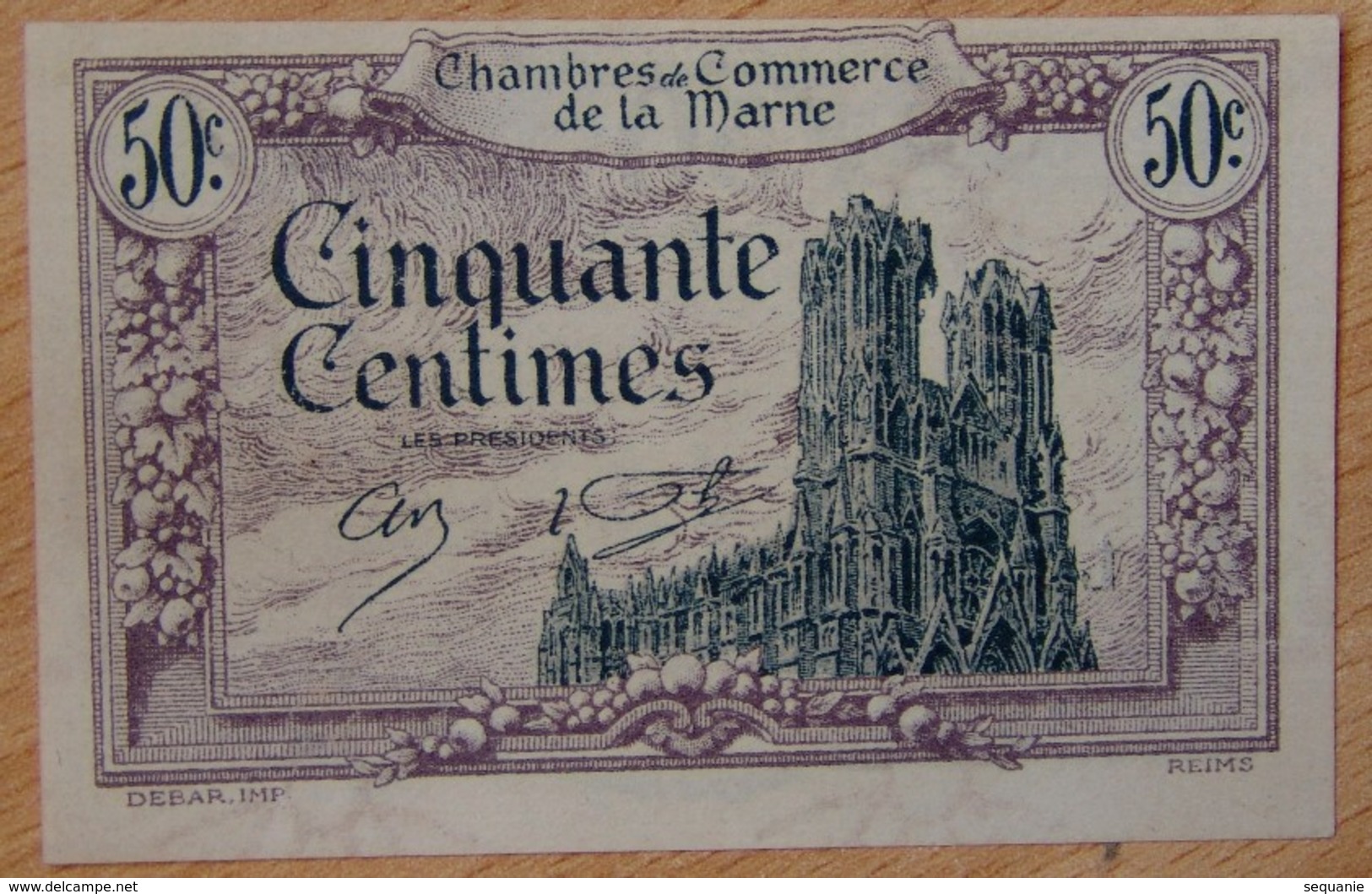 Châlon, Reims, Epernay  ( 51 - Marne ) 50 Centimes Chambre De Commerce 10 Octobre 1922 - Chambre De Commerce