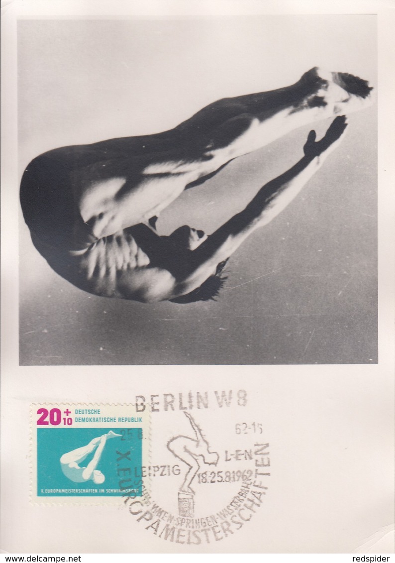 SCHWIMMSPORT-SWIMMING-NAT ATION-NUOTO, DDR, 1962, Special Maximum Card / Postmark !! - Natación