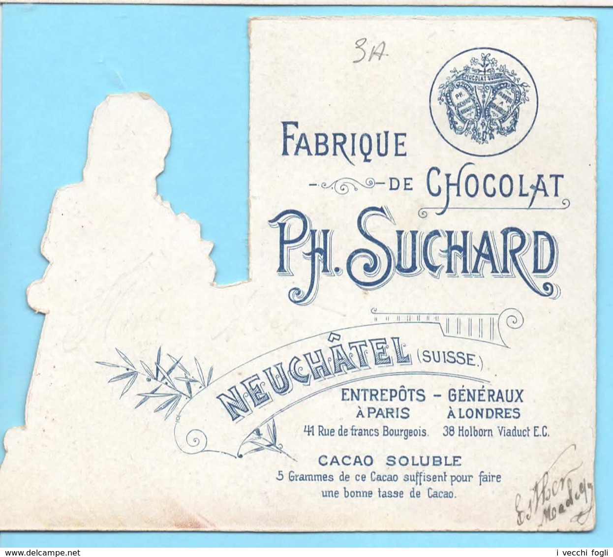 Belle Chromo Suchard. Rare Découpi. Garçon Satisfait Du Chocolat Que Petite Bonne Lui A Porté. - Suchard