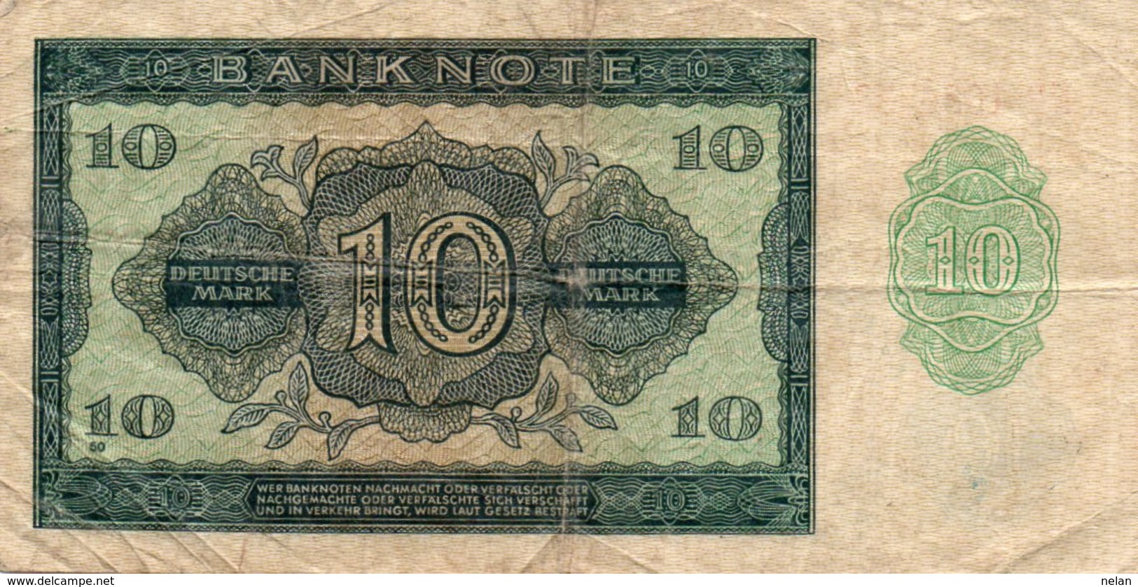 GERMANY-DEMOCRATIC REP. 10 DEUTSCHE MARK 1948 **CIRC.   P-12b - 10 Mark