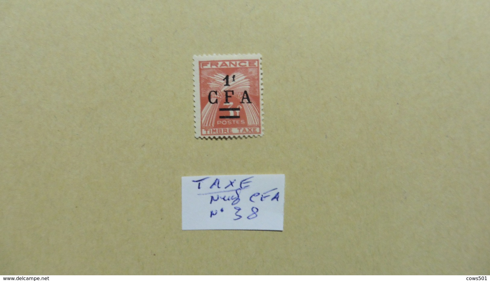 France (ex-colonies & Protectorats) > Réunion : TAXE :timbre   Neuf N° 38   Surchargé 1 F CFA - Postage Due