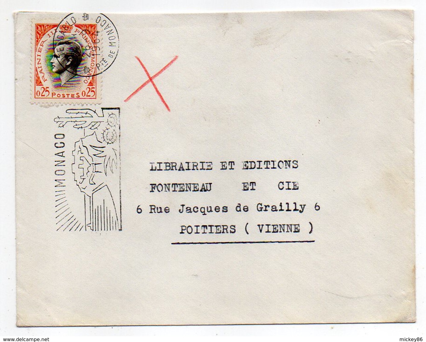 Monaco -- 1964-- Lettre De Monte-Carlo Pour Poitiers (France)--timbre...cachet Flamme Rocher De Monaco ......à Saisir - Storia Postale