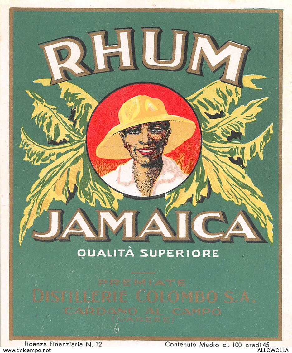 7187" RHUM JAMAICA-DISTILLERIE COLOMBO-CARDANO AL CAMPO-VARESE " ETICHETTA ORIGINALE - Rhum