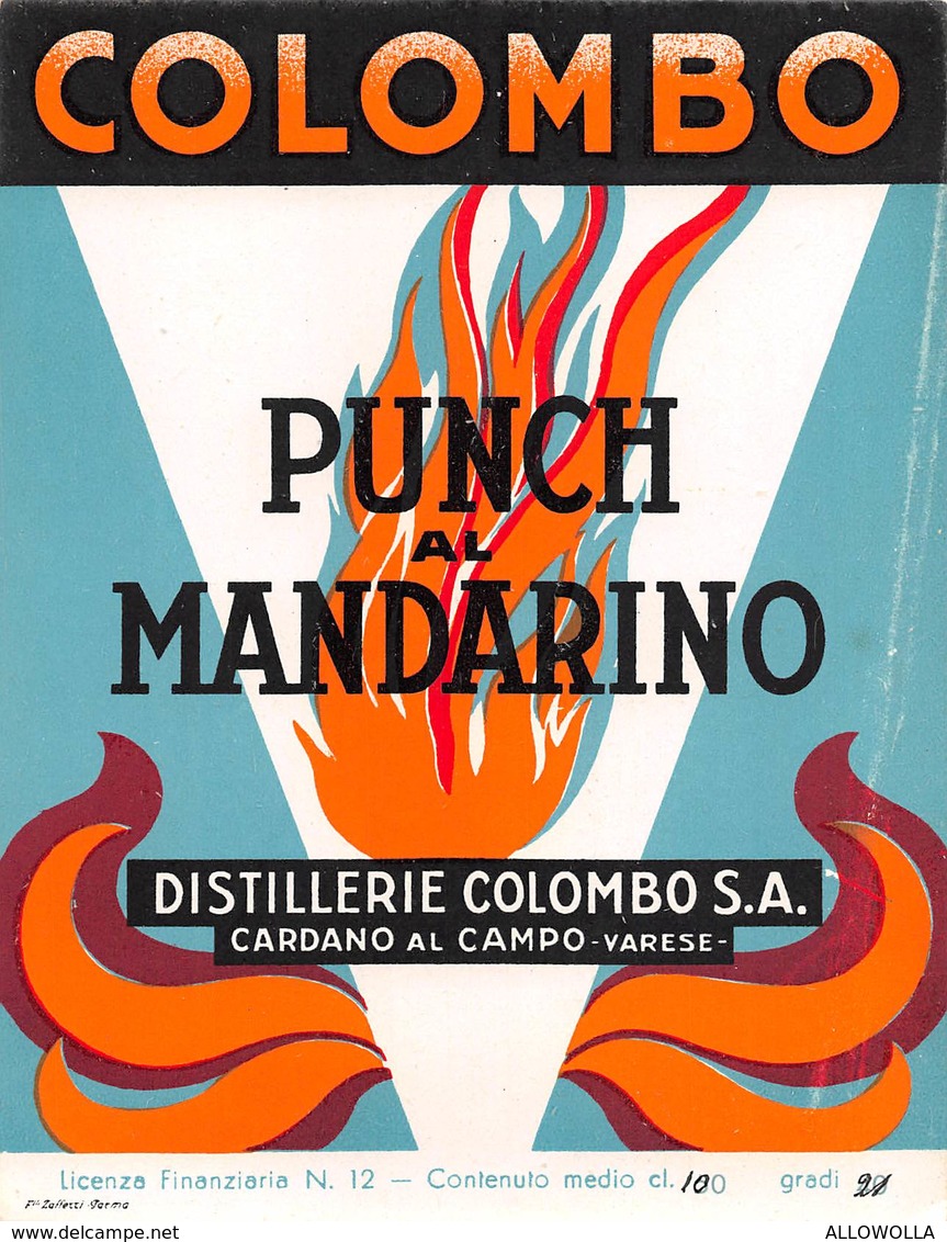 7194" PUNCH AL MANDARINO-DISTILLERIE COLOMBO S.A.-CARDANO AL CAMPO-VARESE " ETICHETTA ORIGINALE - Altri & Non Classificati