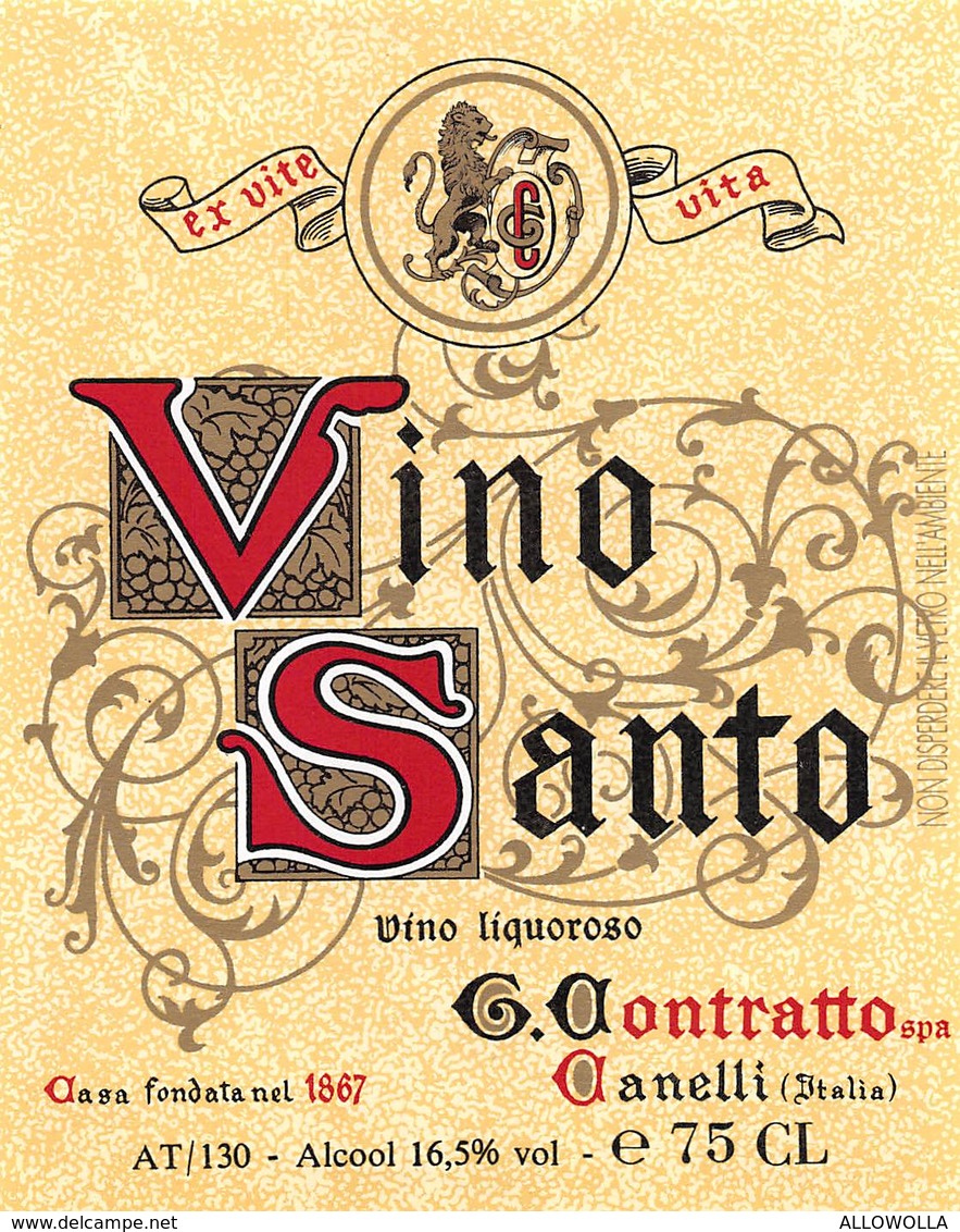 7211" VINO SANTO-VINO LIQUOROSO-GIUSEPPE CONTRATTO-CANELLI " ETICHETTA ORIGINALE - Altri & Non Classificati