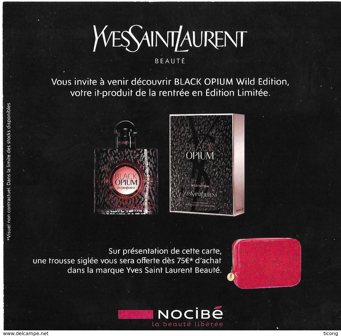 YVES SAINT LAURENT - BLACK OPIUM PARFUM FEMME ET HOMME PATCH SUR DEPLIANT ET PUBLICITE 2016, VOIR LES SCANNERS - Unclassified