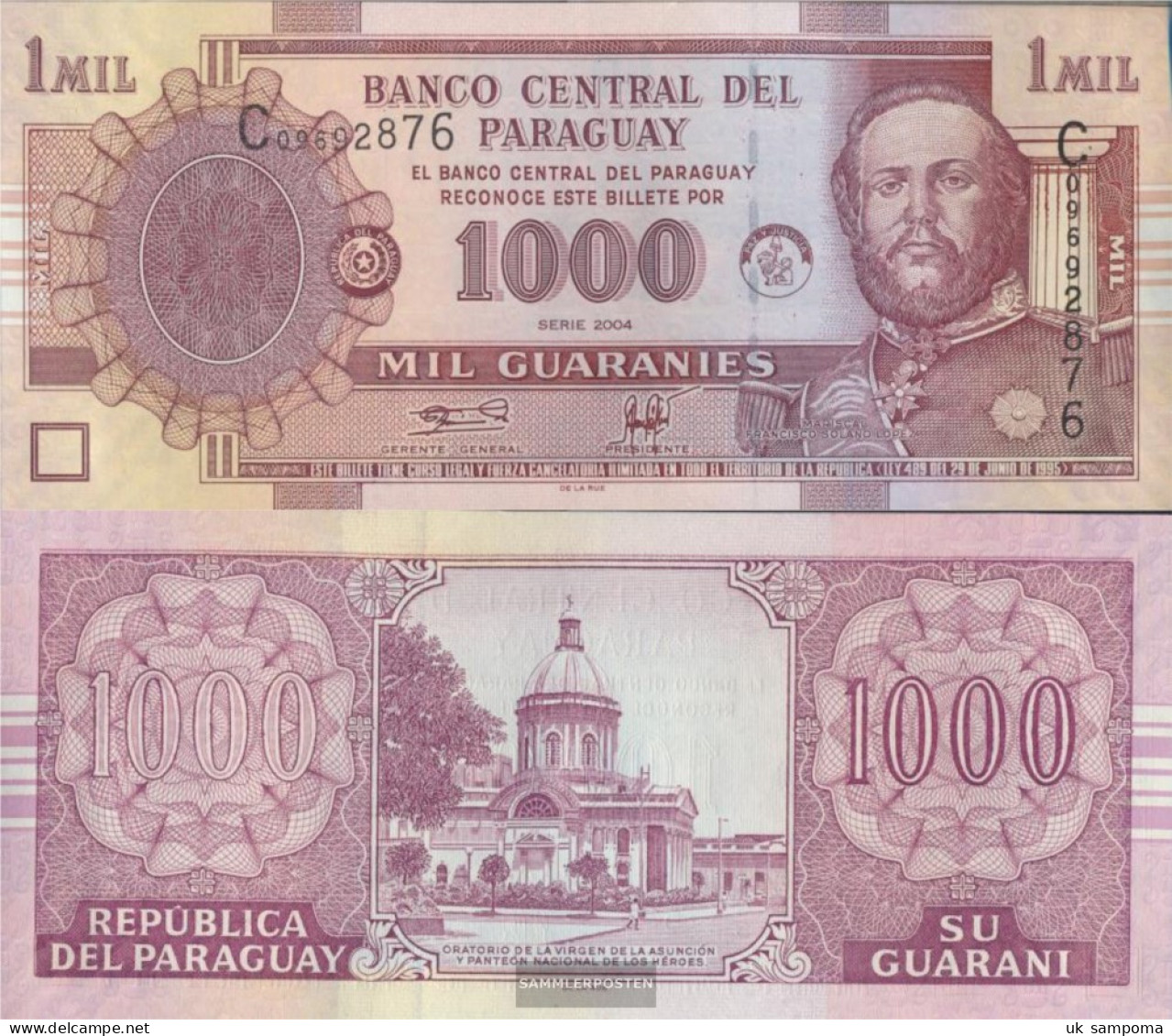 Paraguay Pick-number: 222a Uncirculated 2004 1.000 Guaranies - Paraguay