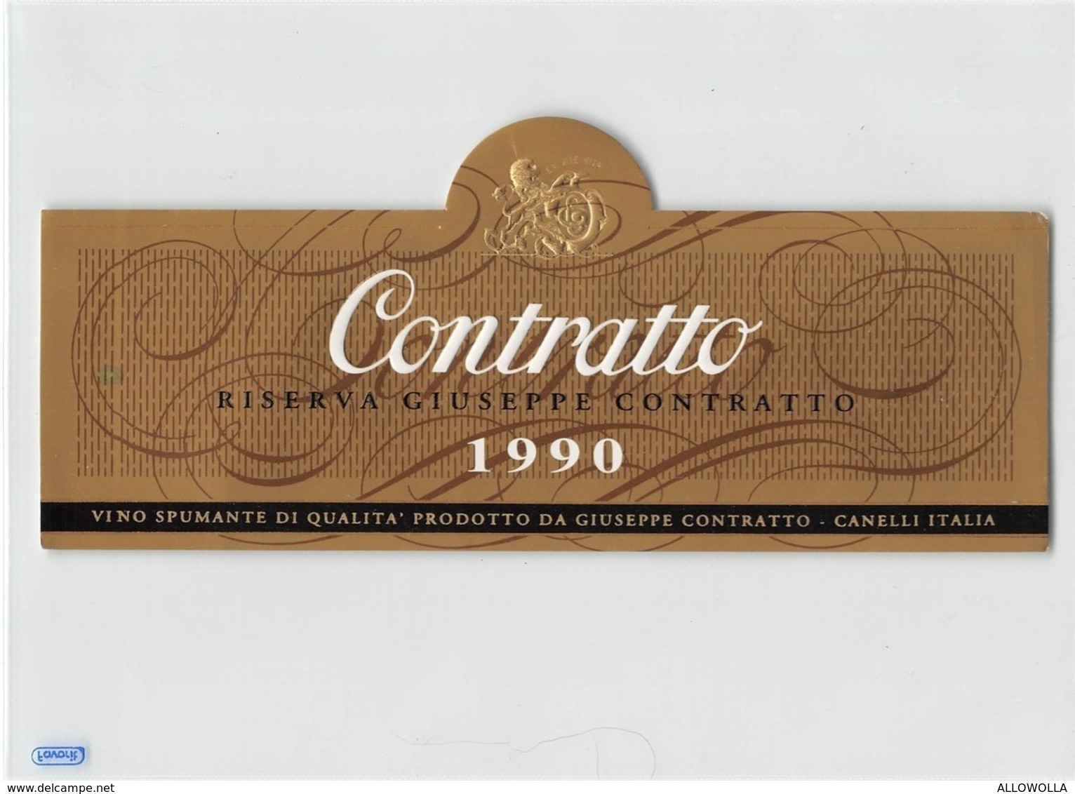 7240"CONTRATTO-RISERVA G. CONTRATTO-1990-VINO SPUMANTE DI QUALITA' PRODOTTO DA G. CONTRATTO-CANELLI" ETICHETTA ORIG. - Altri & Non Classificati