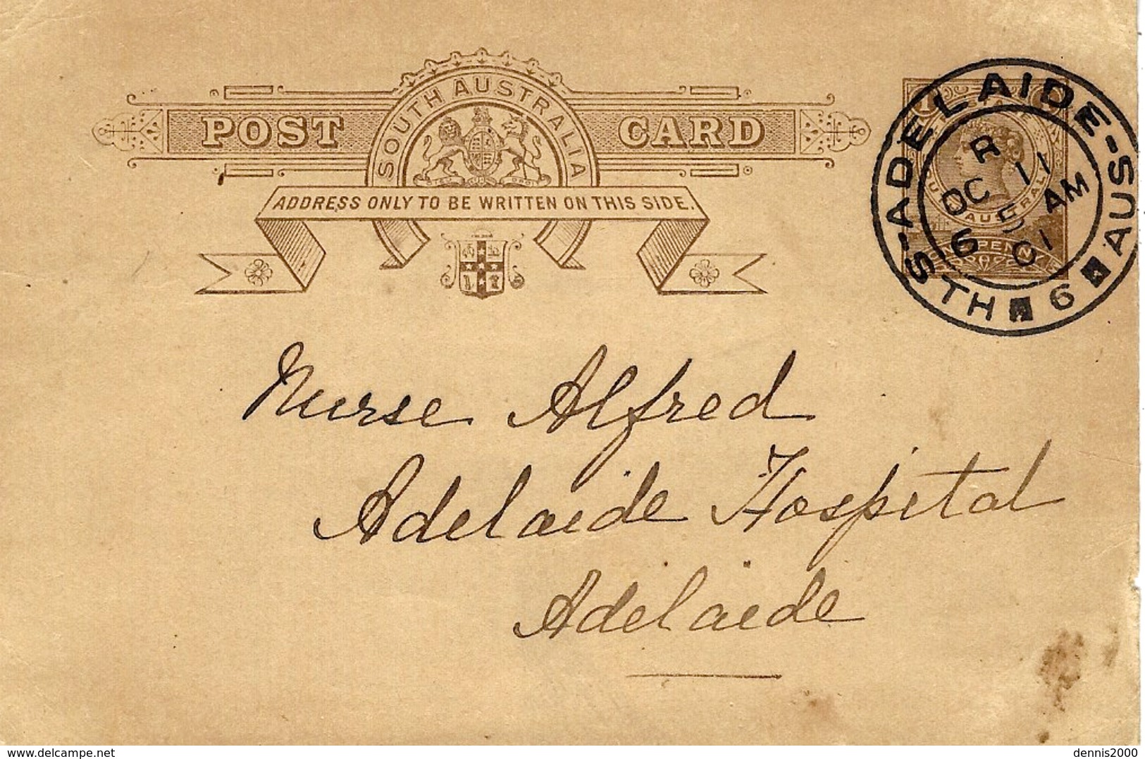 1901- Postcard E P  One Penny  From ADELAIDE To Adelaide - Covers & Documents