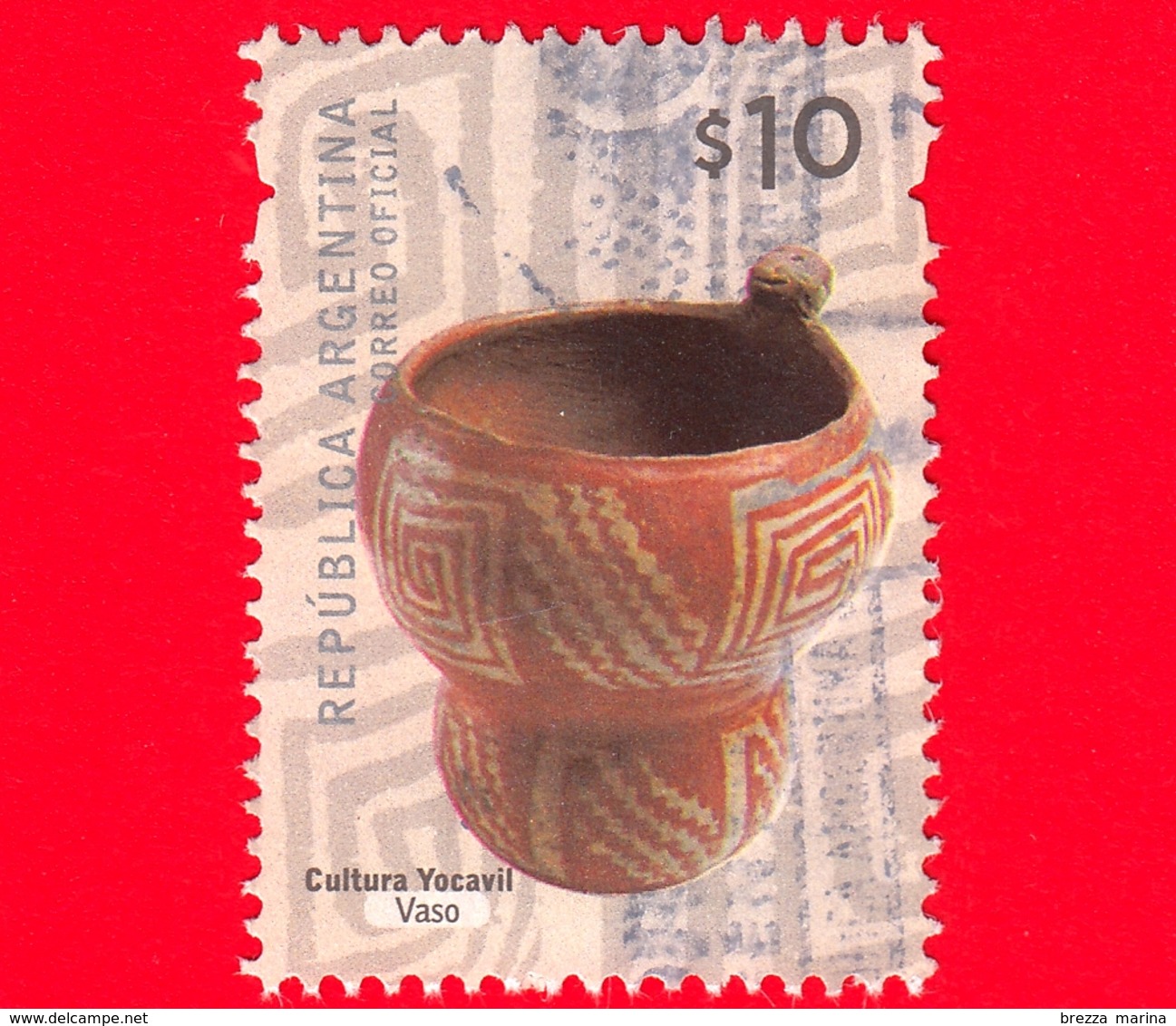ARGENTINA - Usato - 2008 - Ceramica Cultura Yocavil - Vaso - $ 10 - Used Stamps