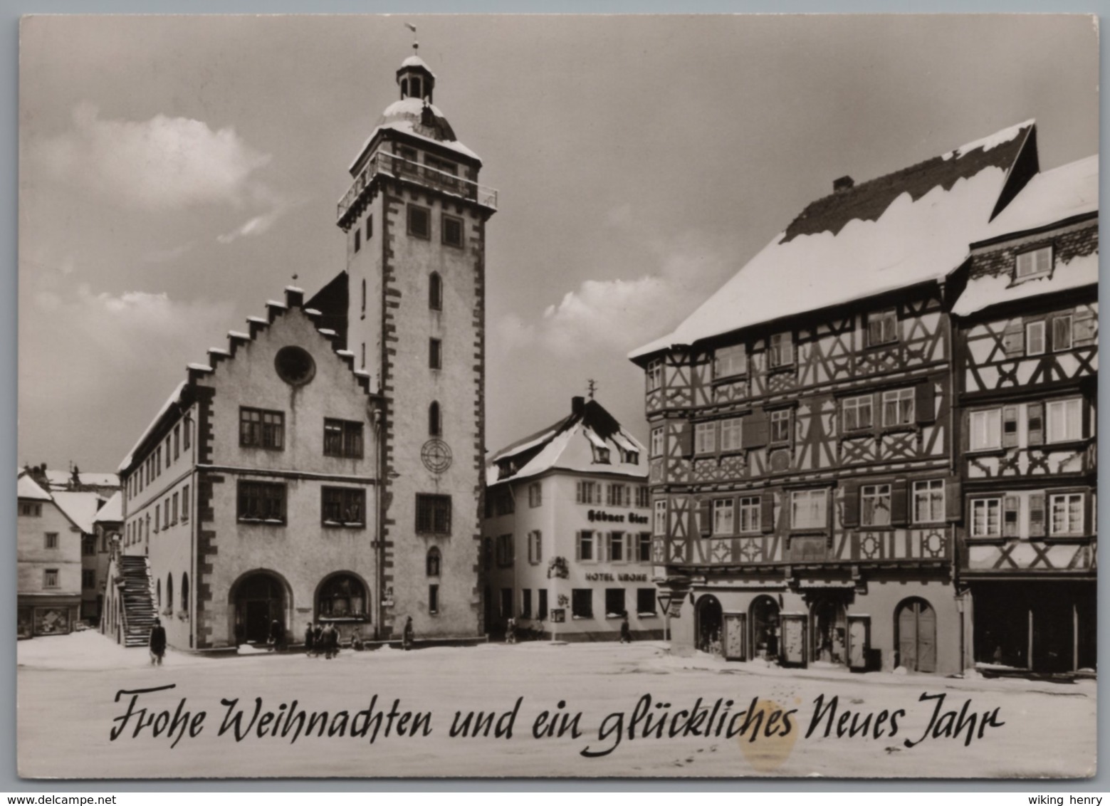 Mosbach - S/w Rathaus Und Palmsches Haus   Weihnachtskarte - Mosbach