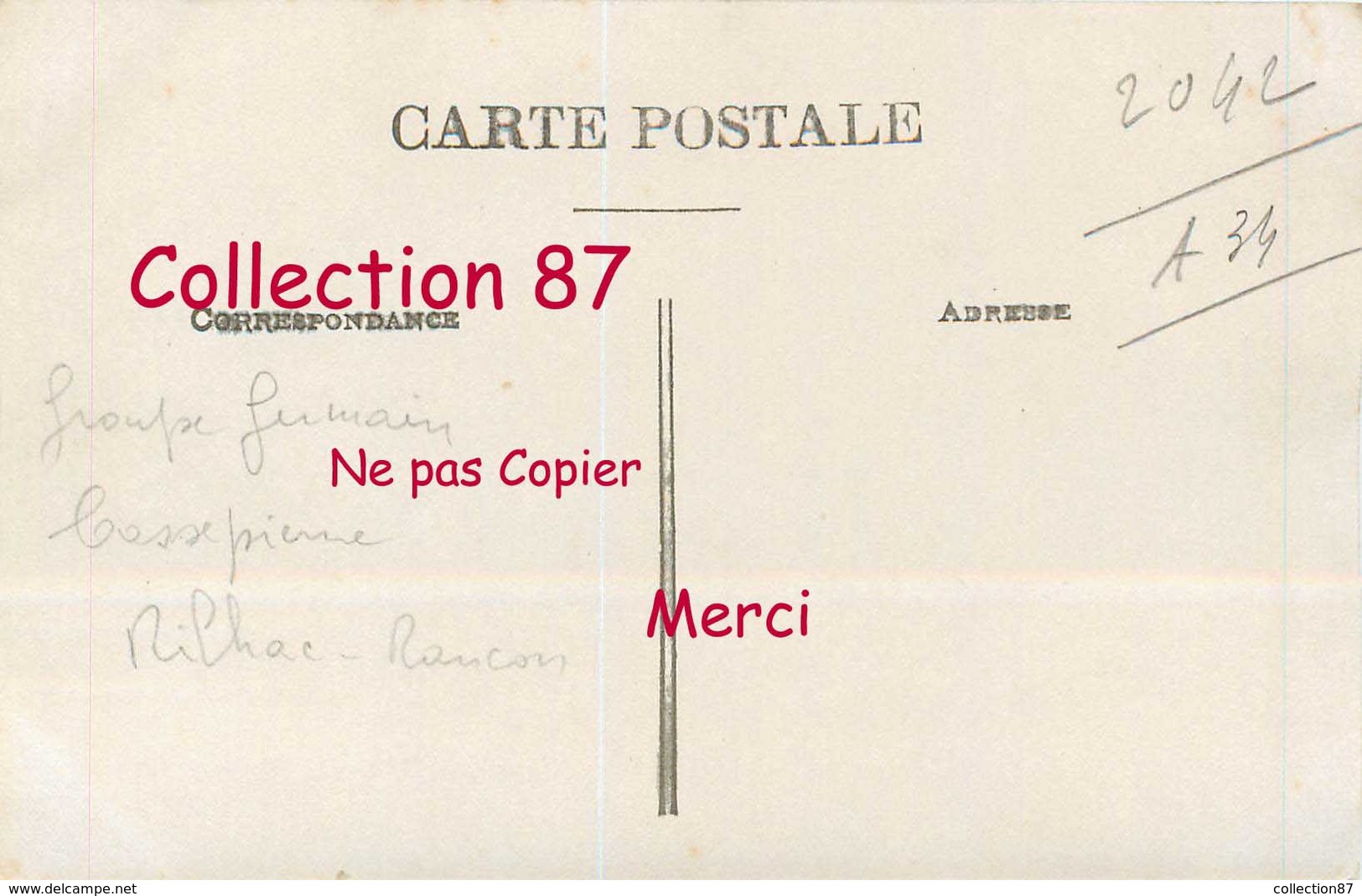 87 ☺♥♥♥ CASSEPIERRE Par RILHAC RANCON < CHARRETIER GERMAIN MARCHAND De CHARBON - CARTE PHOTO BOUDEAU - Rilhac Rancon