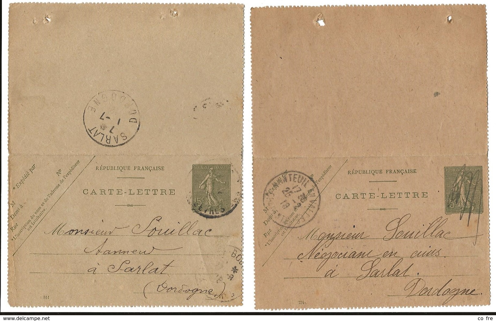 France, Petit Lot De 10 Cartes-lettres (sage, Semeuse 15c Lignée, Semeuse 10c.)  Voir Description - Kaartbrieven