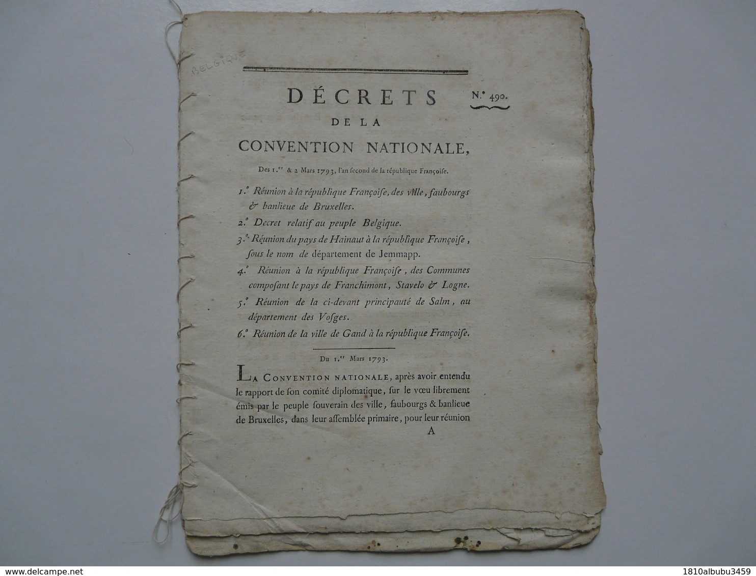 VIEUX PAPIERS - DOCUMENTS HISTORIQUES : Décrets De La Convention Nationale - Documents Historiques