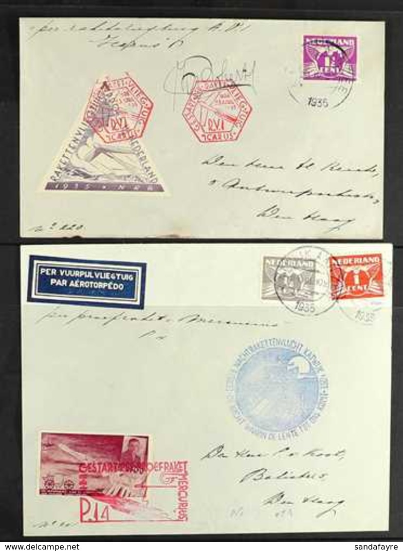 ROCKET MAIL COVERS WITH LOCAL STAMPS & LABELS  NETHERLANDS 1935-1968 Interesting All Different Collection Of Rocket Flig - Sonstige & Ohne Zuordnung