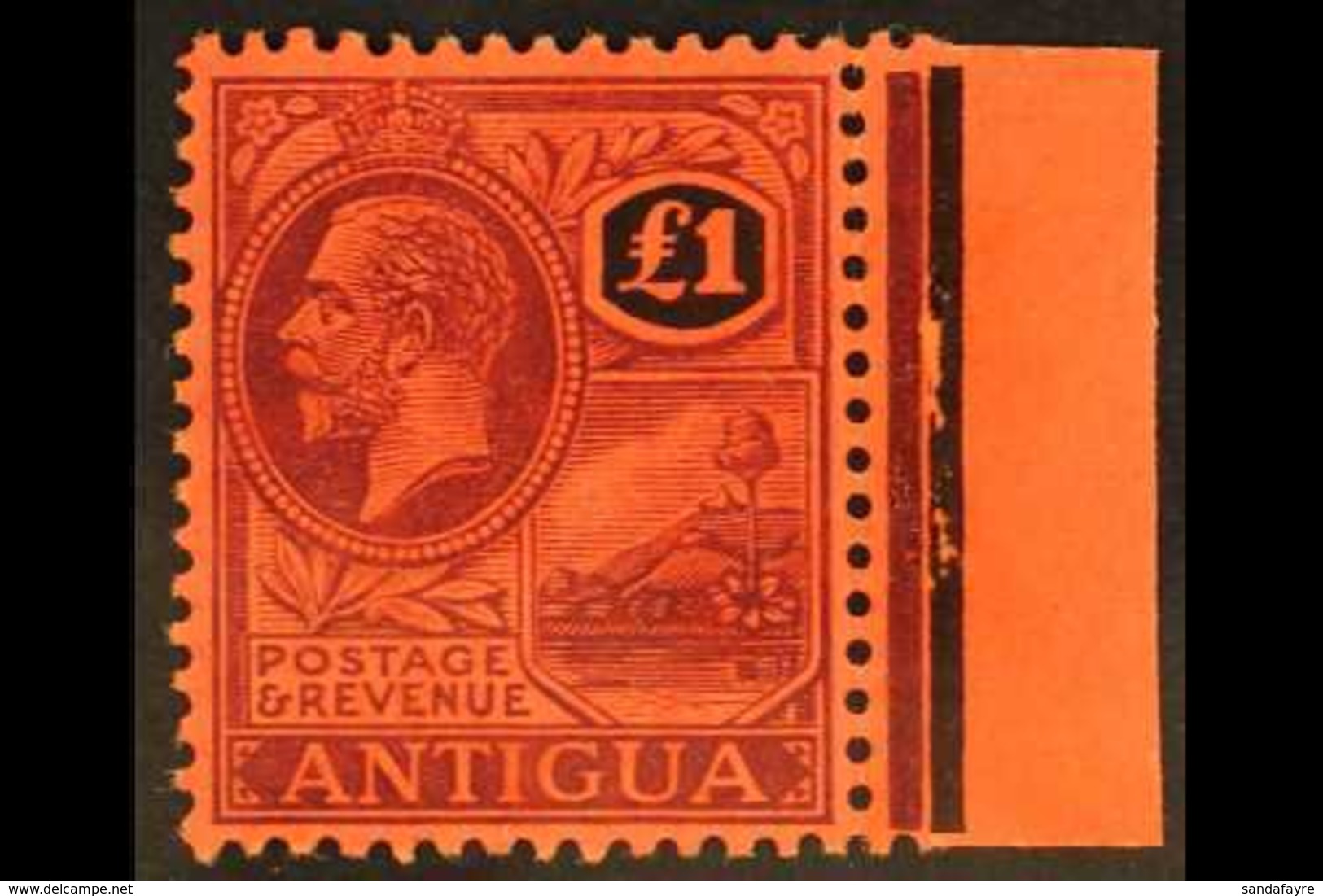 1921-9  £1 Purple & Black On Red, Wmk Mult. Crown CA, SG 61, Very Fine Mint, Barest Trace Of Hinge On Stamp. For More Im - Sonstige & Ohne Zuordnung