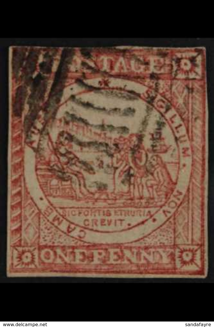 NEW SOUTH WALES  1850 1d Pale Red Sydney View Plate I Hard Bluish Paper (from Position 21), SG 5, Very Fine Used, 4 Clos - Sonstige & Ohne Zuordnung