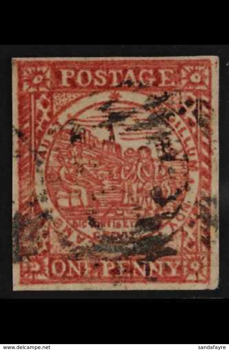 NEW SOUTH WALES  1850 1d Carmine Sydney View Plate II Laid Paper, SG 13, Fine Used, 4 Good Margins, Fresh. David Brandon - Sonstige & Ohne Zuordnung