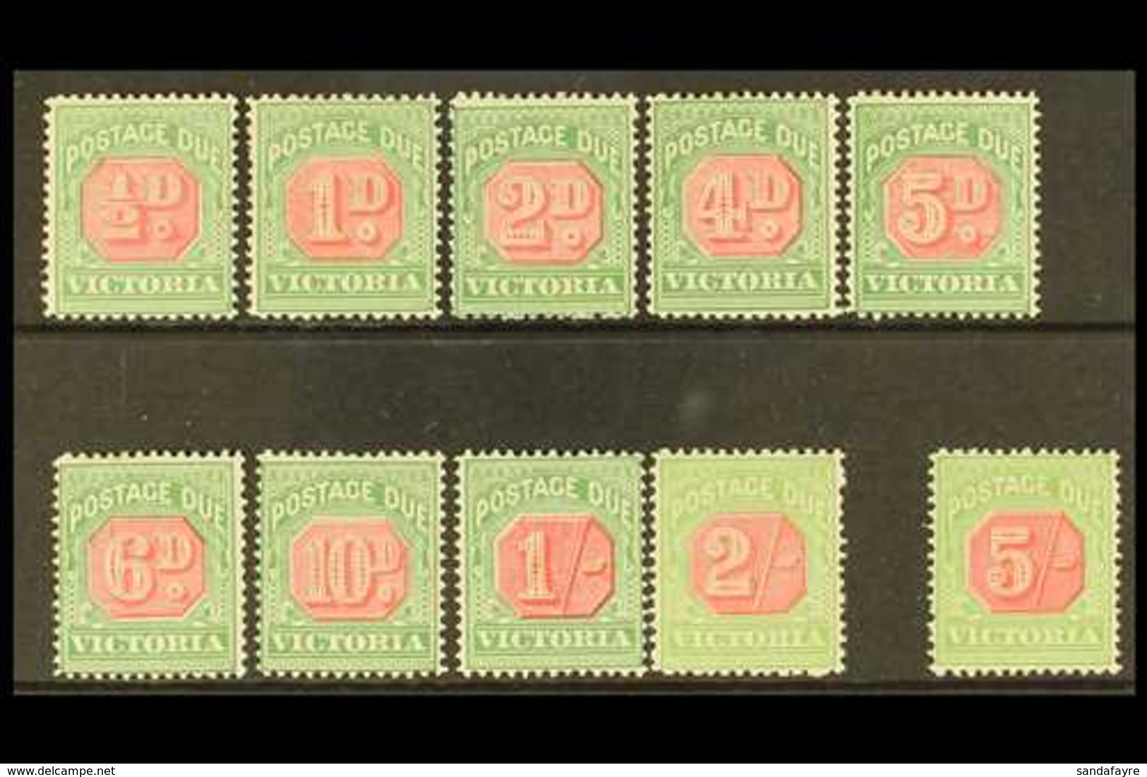 VICTORIA  POSTAGE DUES 1895-96 Set Complete, SG D11/20, Very Fine Mint (10 Stamps) For More Images, Please Visit Http:// - Sonstige & Ohne Zuordnung