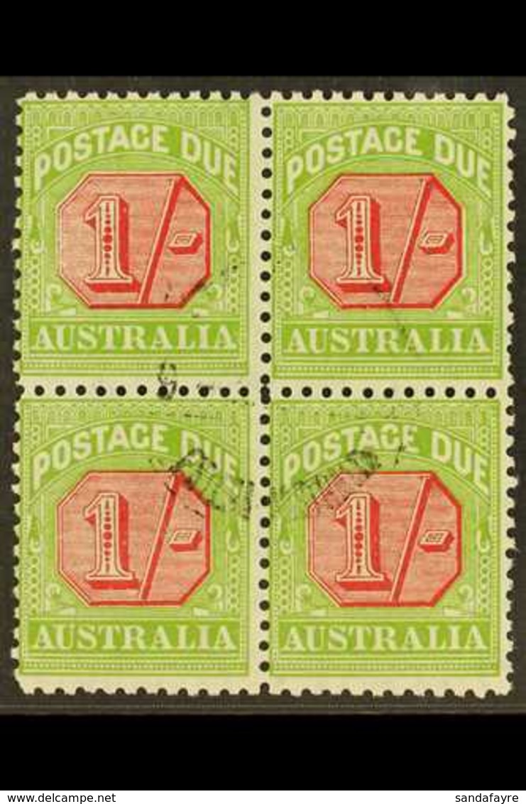 POSTAGE DUES  1931 - 36 1s Carmine And Yellow Green, SG D111, Very Fine Used Block Of 4, Central Cds Cancel. For More Im - Autres & Non Classés