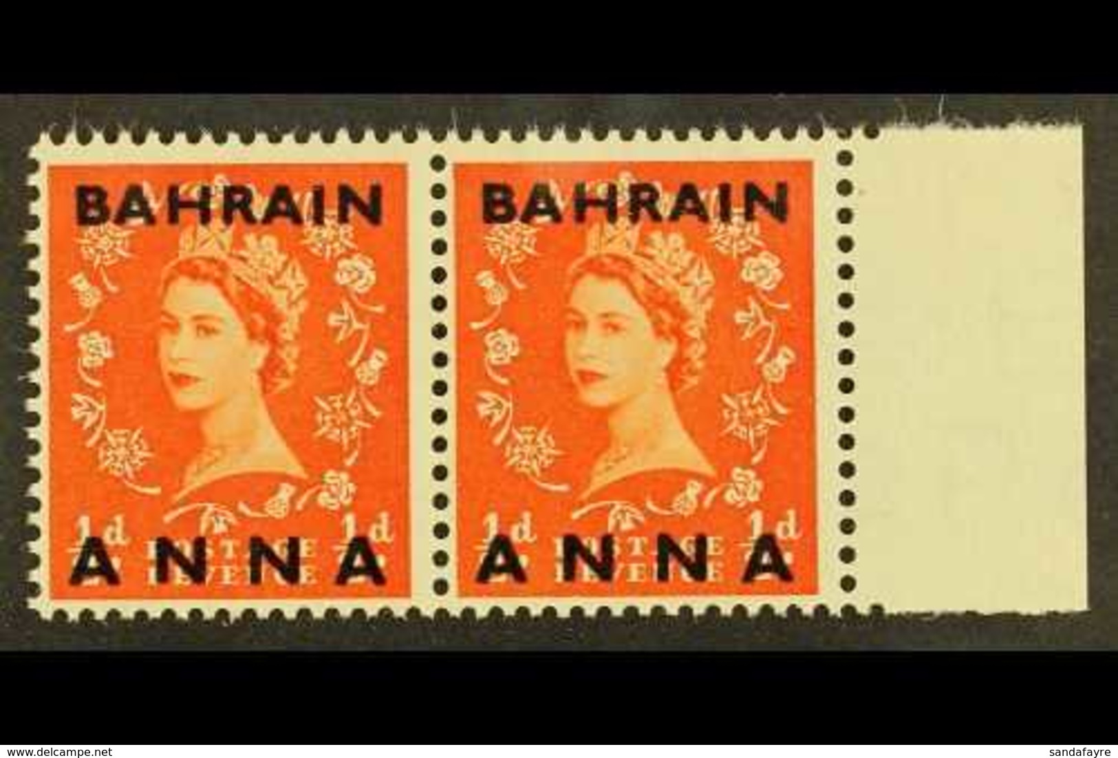 1952-54 DRAMATIC VARIETY  ½a On ½d Orange-red, Both Stamps Bearing The Elusive "Fraction Omitted" Variety, SG 80a, An At - Bahrein (...-1965)