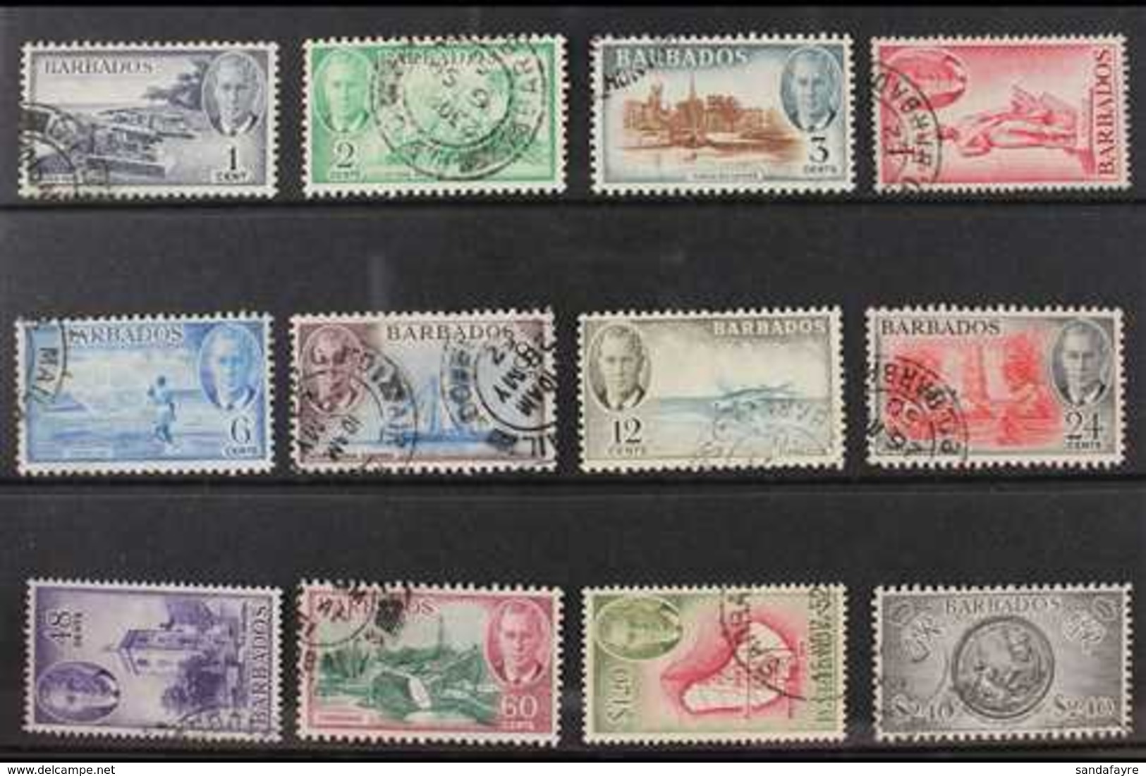 1950  Pictorials Complete Set, SG 271/82, Very Fine Cds Used, Fresh. (12 Stamps) For More Images, Please Visit Http://ww - Barbados (...-1966)