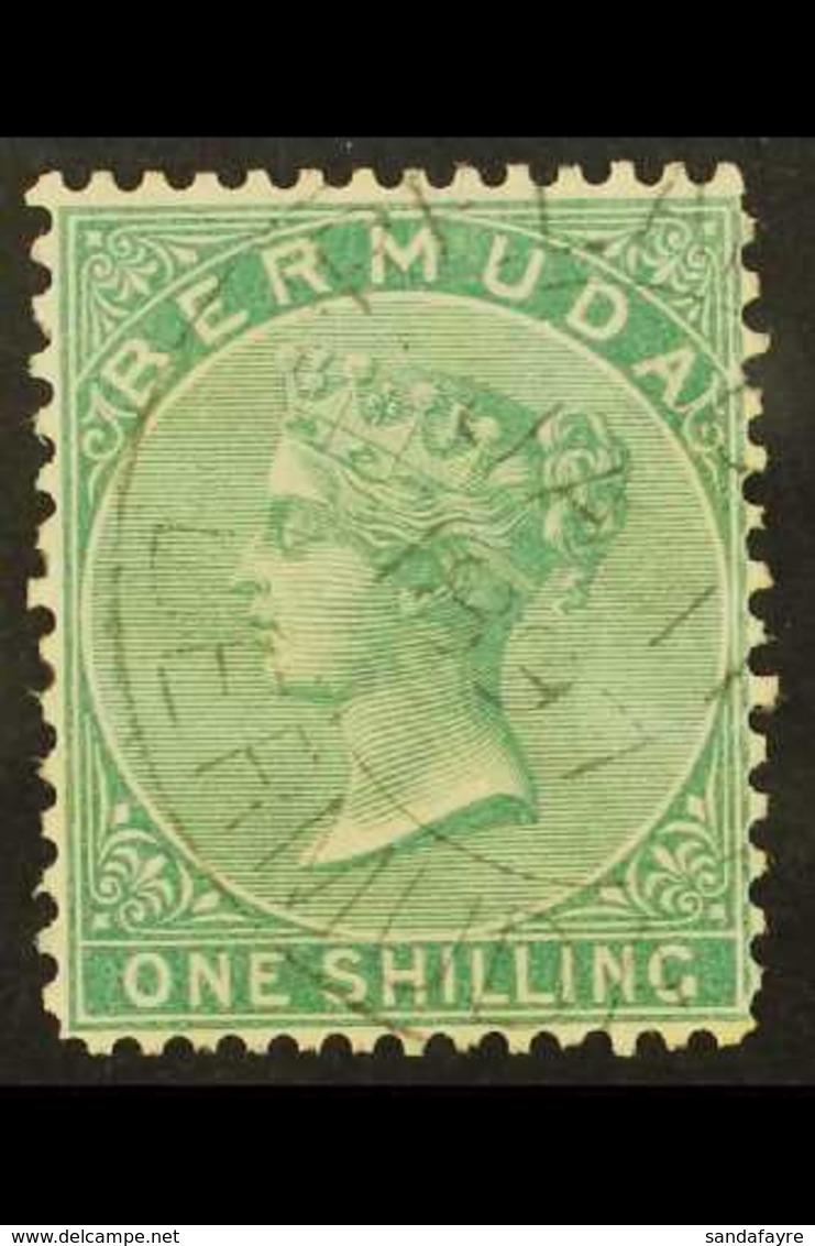 1865-1903  1s Green, CC Wmk, Perf 14 X 12½, SG 11, Fine Cds Used For More Images, Please Visit Http://www.sandafayre.com - Bermuda