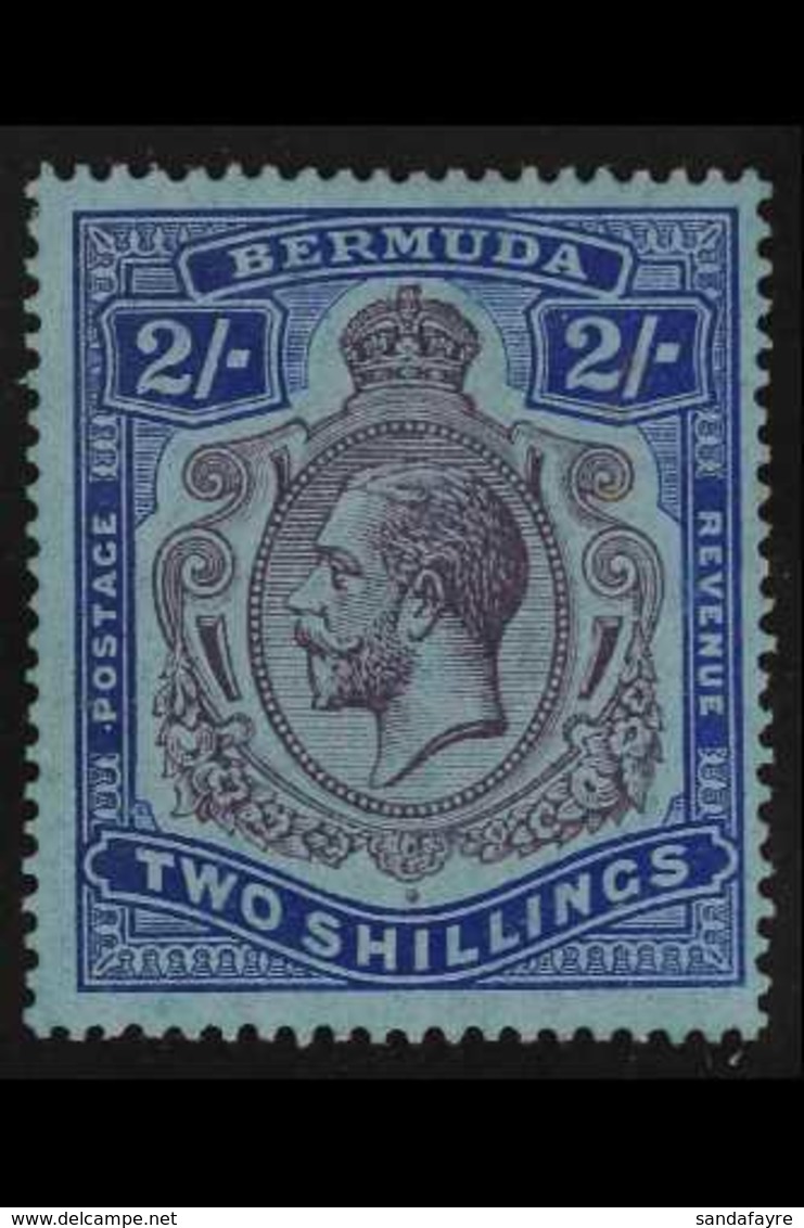 1924-32  2s Purple And Bright Blue/pale Blue, Nick In Top Right Scroll Variety, SG 88c, Very Fine Mint. For More Images, - Bermuda