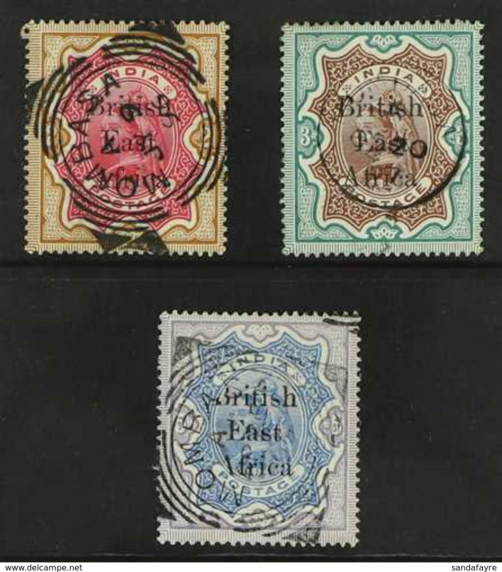 1895  2r, 3r And 5r Queen Victoria High Values Of India Overprinted British East Africa, SG 61/3, Very Fine Used. ( 3 St - Britisch-Ostafrika