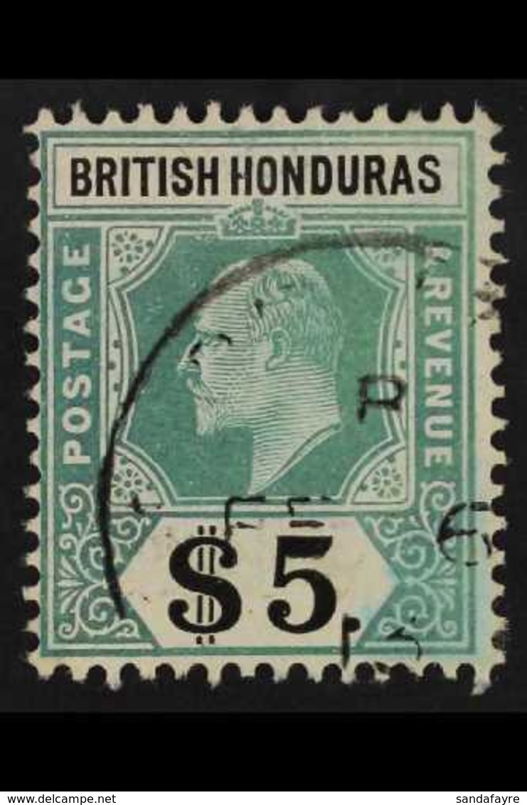 1904-07  $5 Grey-green And Black, SG 93, Fine Cds Used. For More Images, Please Visit Http://www.sandafayre.com/itemdeta - Britisch-Honduras (...-1970)