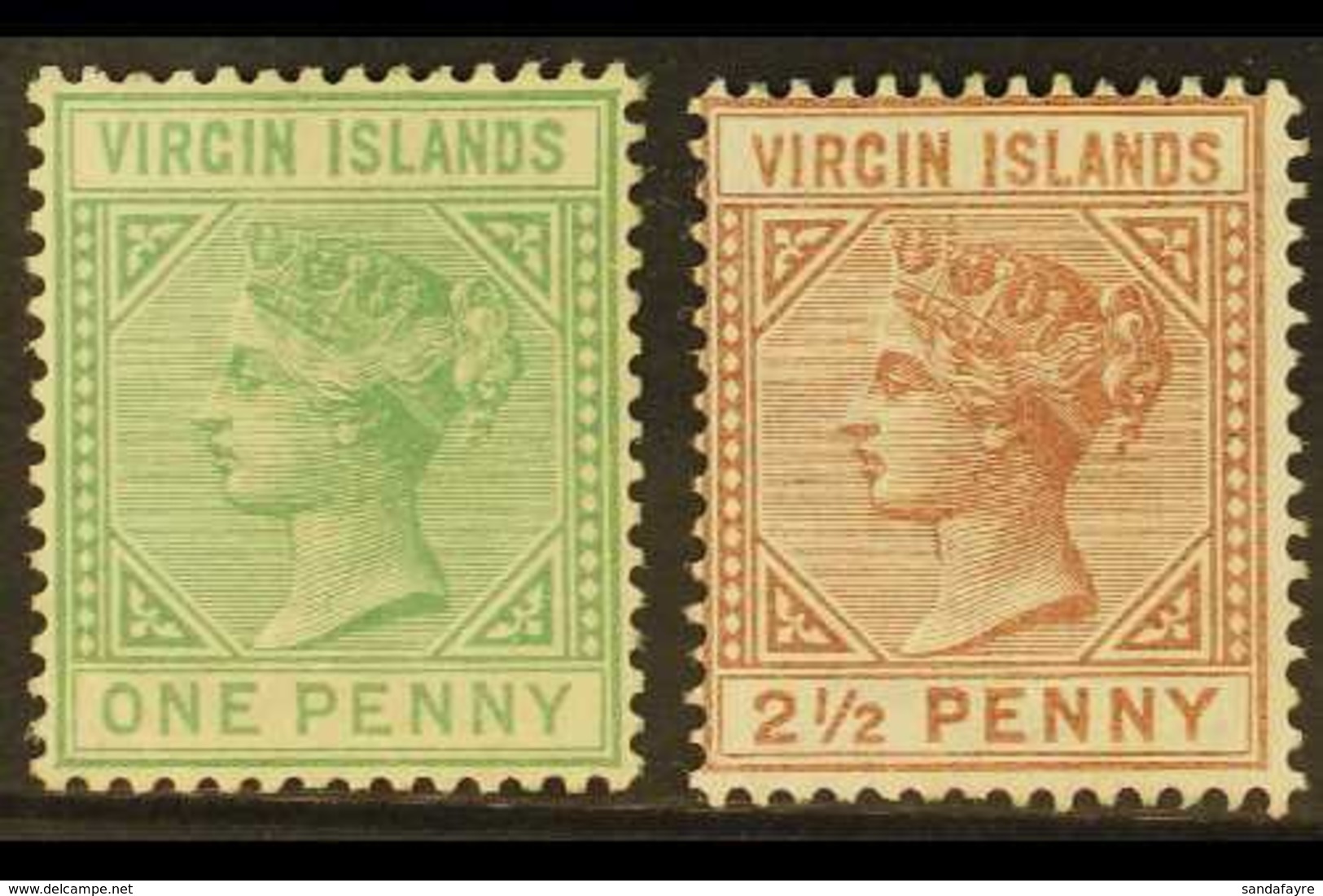 1879-80  1d Emerald-green And 2½d Red-brown, SG 24/25, Fine Mint. (2 Stamps) For More Images, Please Visit Http://www.sa - British Virgin Islands