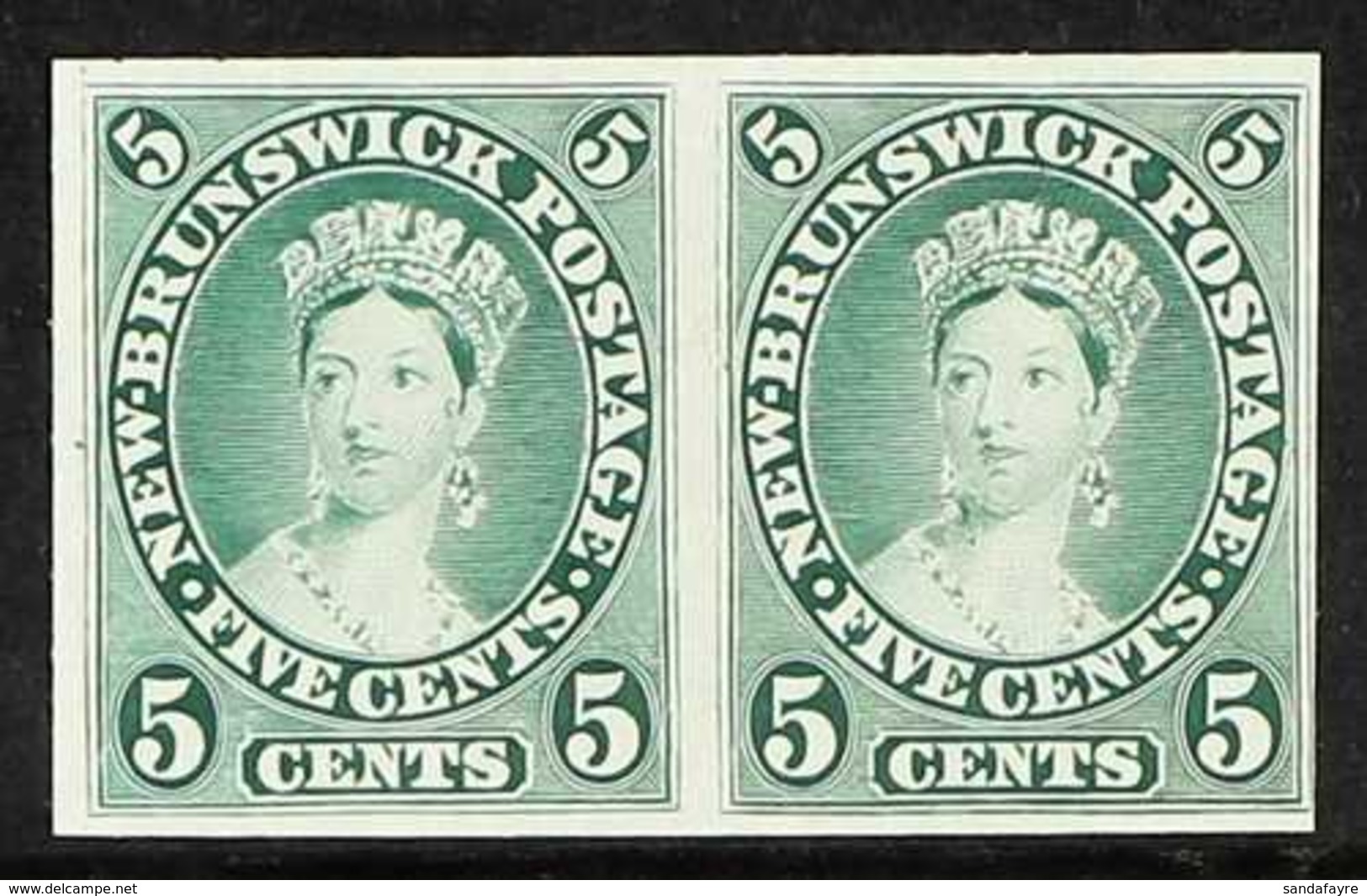 1860 IMPERF PLATE PROOF PAIR.  5c Green, IMPERF PLATE PROOF PAIR On India Paper. Stunning (pair) For More Images, Please - Sonstige & Ohne Zuordnung