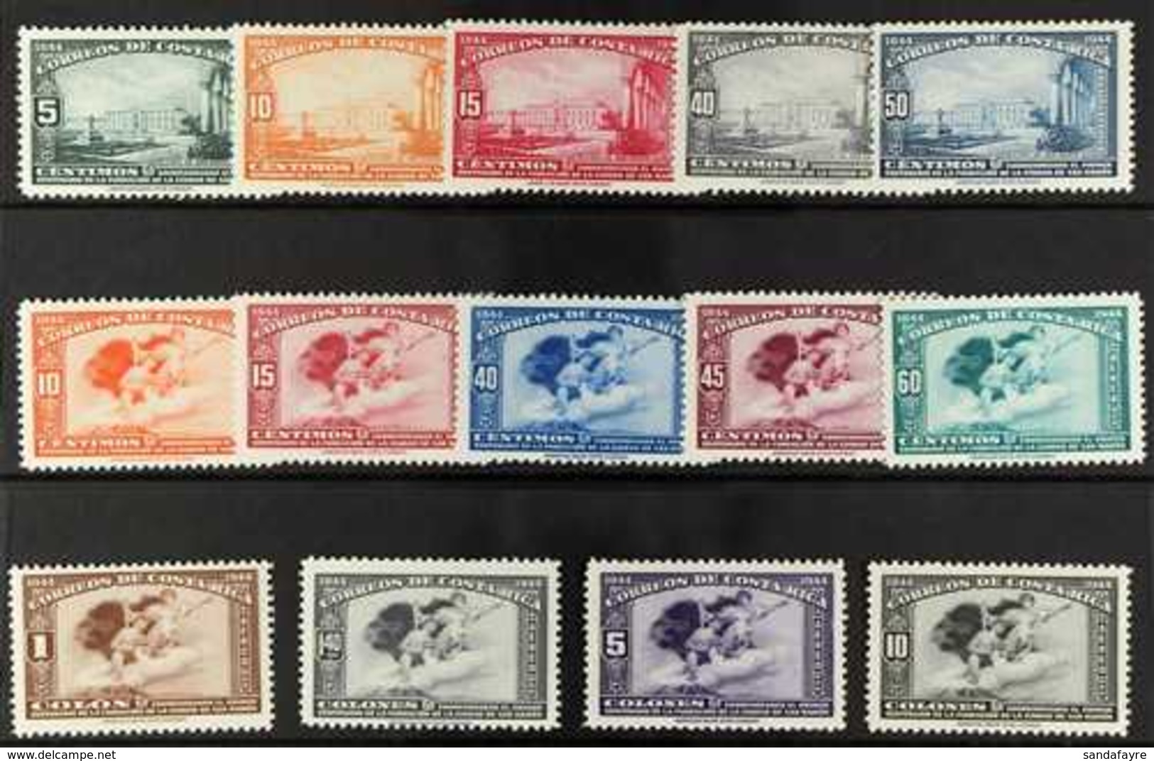 1944  Centenary Of Founding Of San Remo Complete Set Incl Airs (Scott 233/37 & C94/102, SG 370/83), Never Hinged Mint, F - Costa Rica