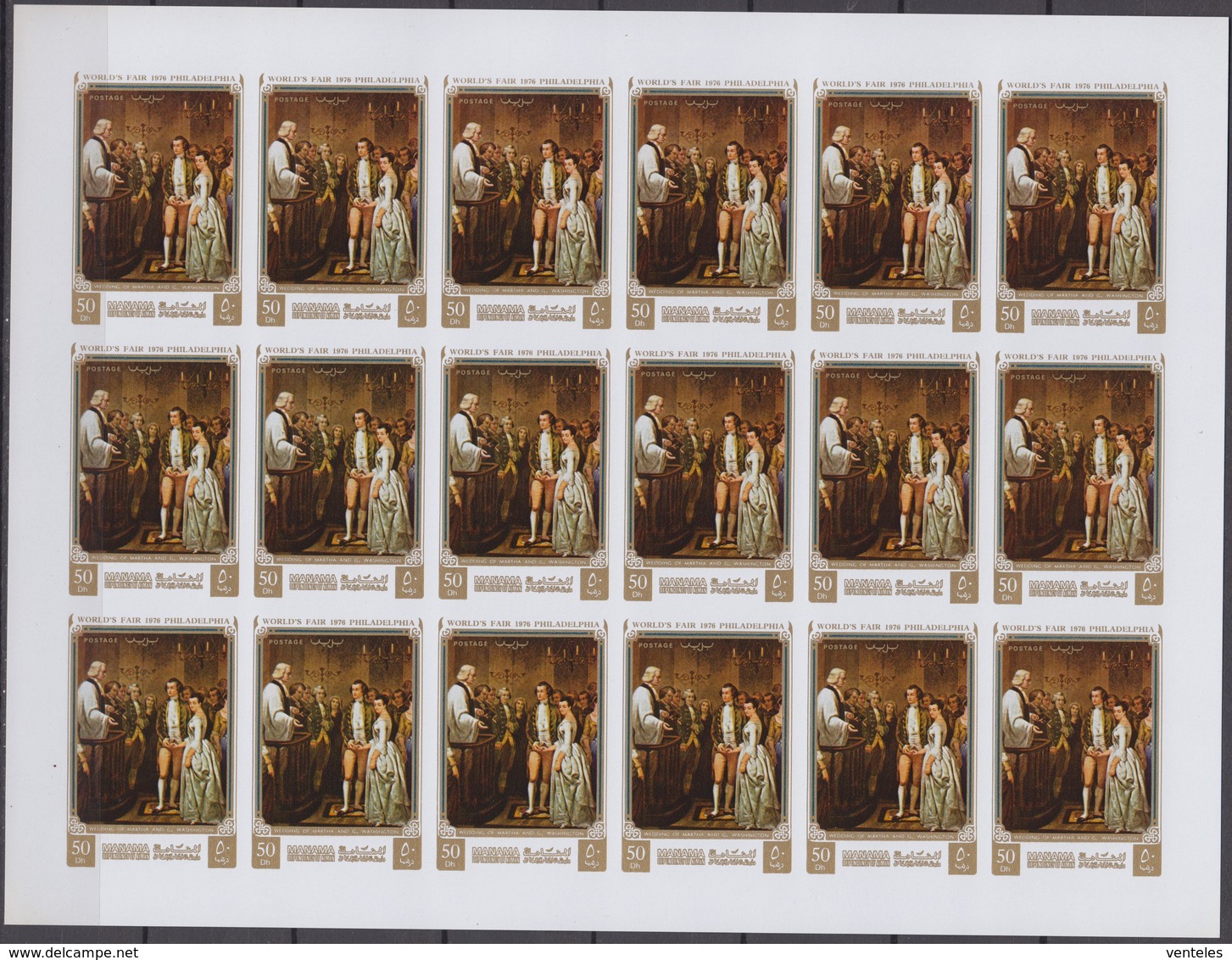 Manama 1972 IMPERF SHEETS Mi # 793-98 B US Bicentennial,  Bicentennial Exposition In Philadelphia, G. Washington MNH OG - Indépendance USA