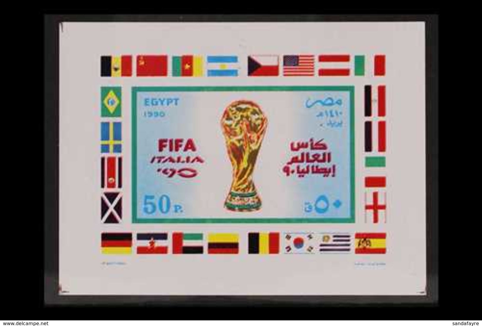 1990  50p World Cup Miniature Sheet, RED PRINTED DOUBLE, SG MS1762, Never Hinged Mint. For More Images, Please Visit Htt - Sonstige & Ohne Zuordnung