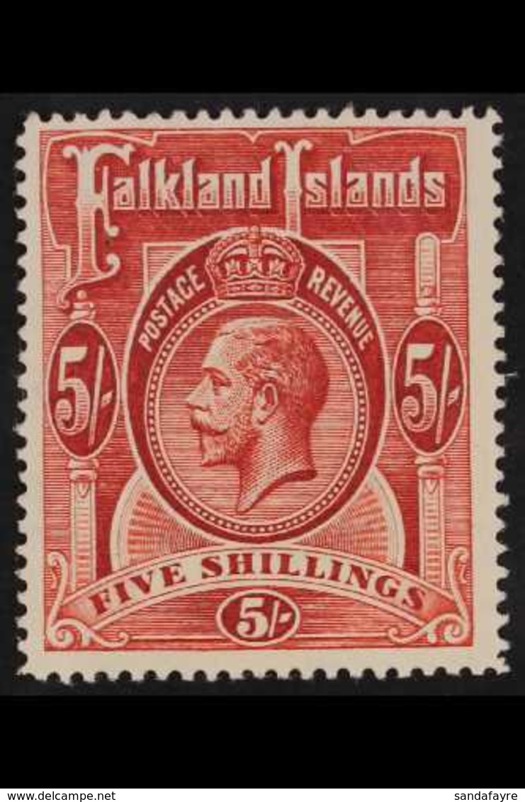 1912  5s Deep Rose Red, Wmk MCA, Geo V, SG 67, Very Fine Mint. For More Images, Please Visit Http://www.sandafayre.com/i - Falklandinseln